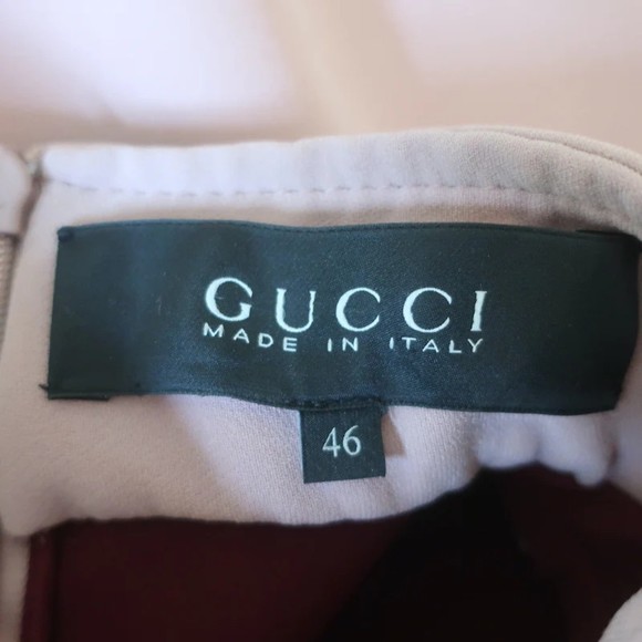 Gucci Mock Neck Sleeveless Buttoned Mini Dress Dusty Pink Crepe Size 46 - Picture 6 of 9